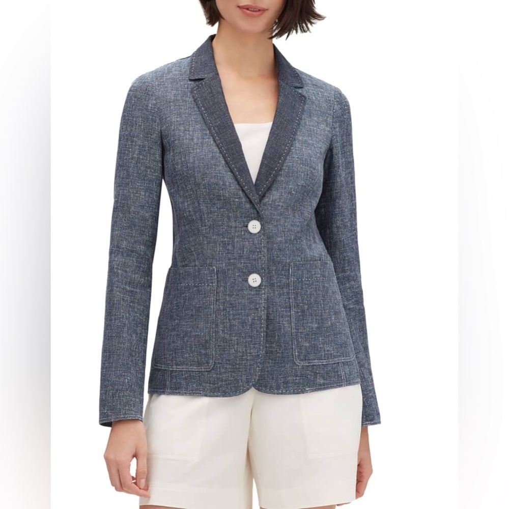Lafayette 148 New York Linen Cotton Vangie Sublime Space-Dye Two- Jacket Size 10